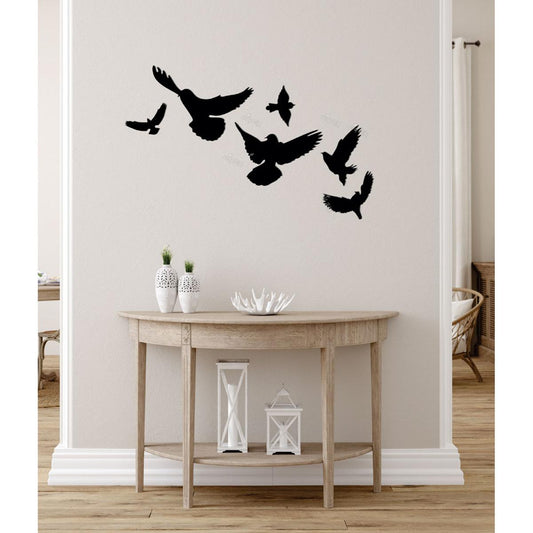 6 Wooden Birds for Wall Decoration