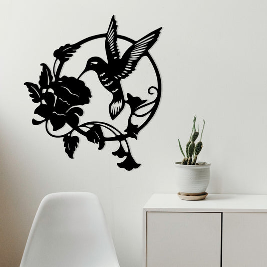 Bird With Flower Wooden Wall Art