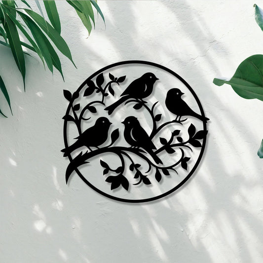 Birds on Branch Circle Round Wall Sign