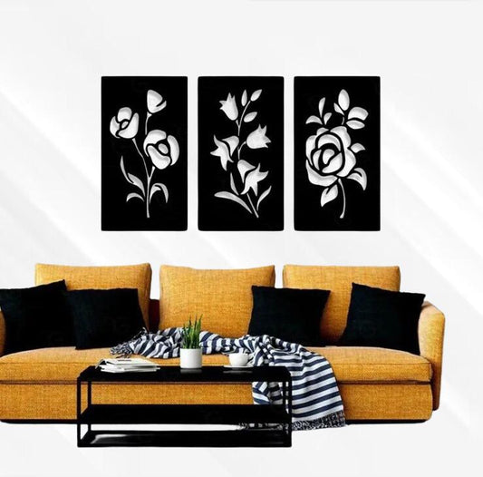 Flower Frames Wooden Wall Art | Set of 3