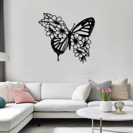 Flower Butterfly Wooden Wall Art