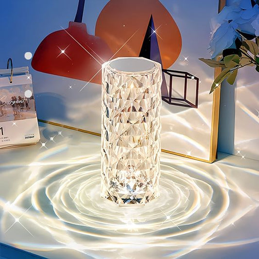 Diamond Rose Crystal Lamp with Touch & Remote Control | 16 Color Lights