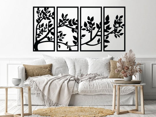 Decorative Tree Wood Wall Art (4 Panels)