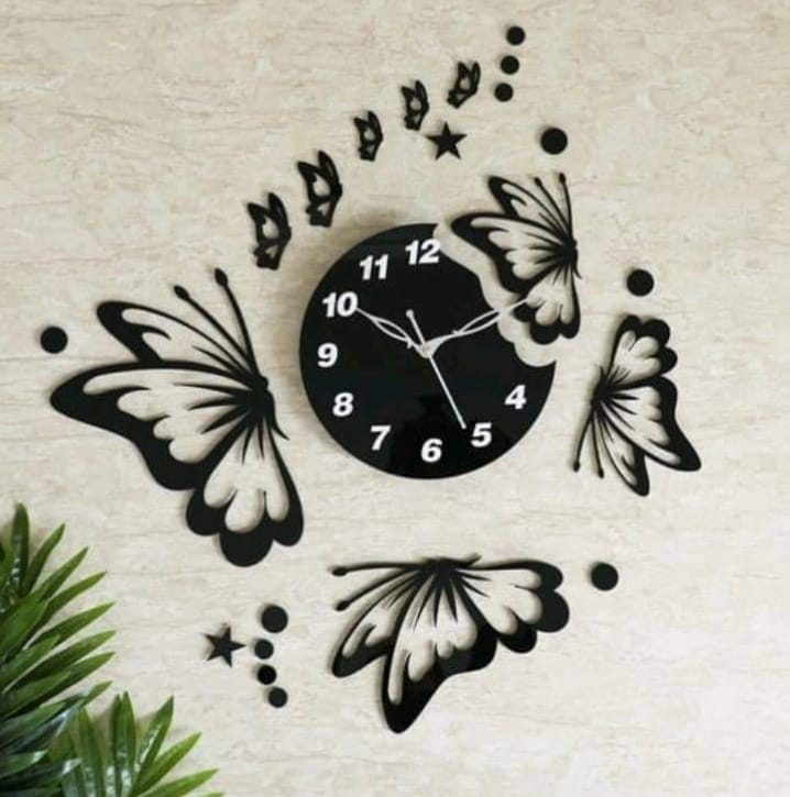 3D Butterfly Wooden Wall Clock