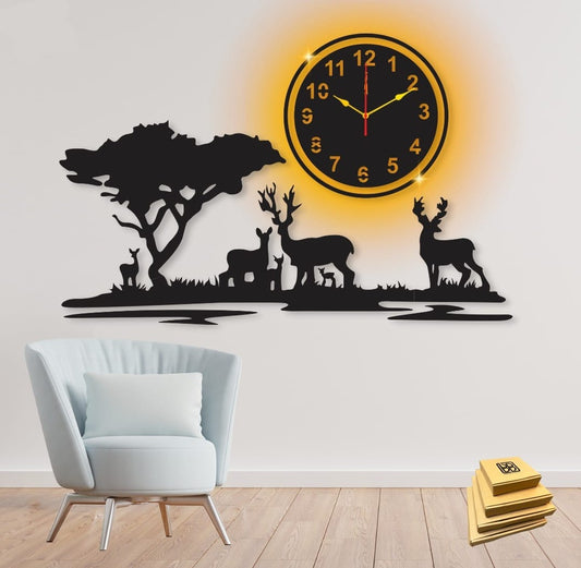 3D Jungle Wooden Wall Clock