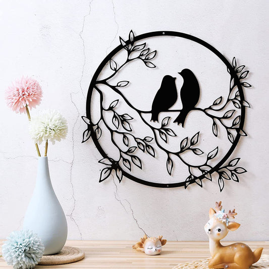 Birds on Branch Wooden Wall Sculpture