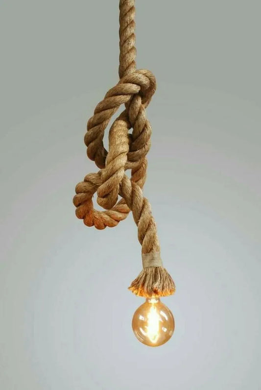 Jute Rope Pendant Light - Rustic Hemp Rope Lamp for Home Decor