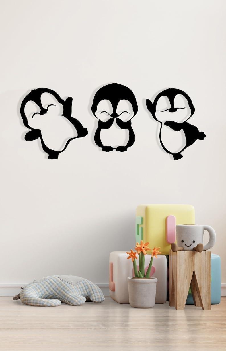 Cute Penguin 3D Wooden Wall Art