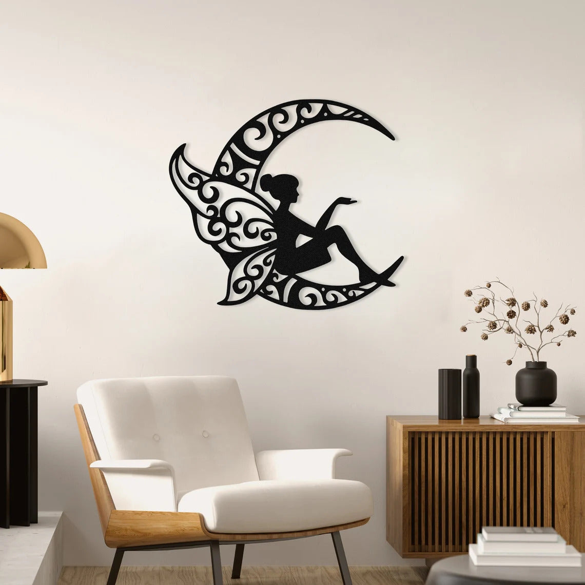 Fairy on Moon Wooden Wall Art