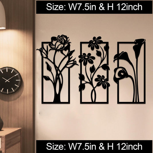 Bouquet Wooden Wall Art | 3 Pcs Set